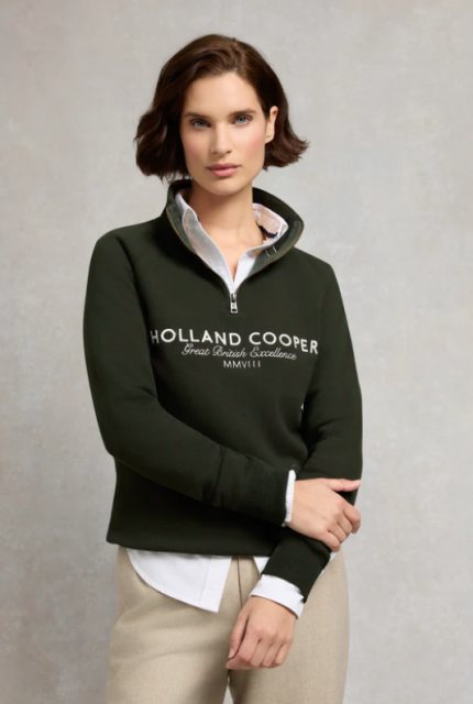 Holland Cooper Holland Cooper Sporting Goods Zip Henley - Racing Green