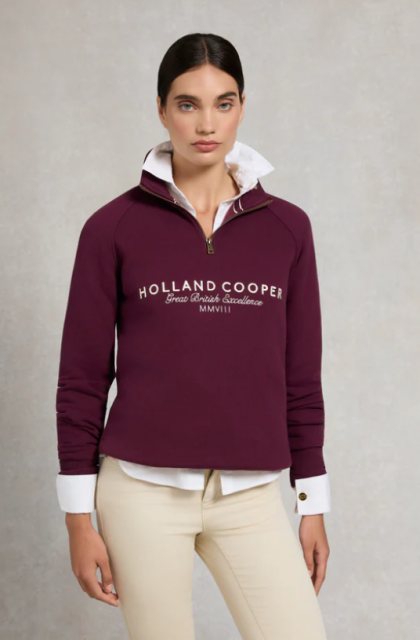 Holland Cooper Holland Cooper Sporting Goods Zip Henley - Mulberry