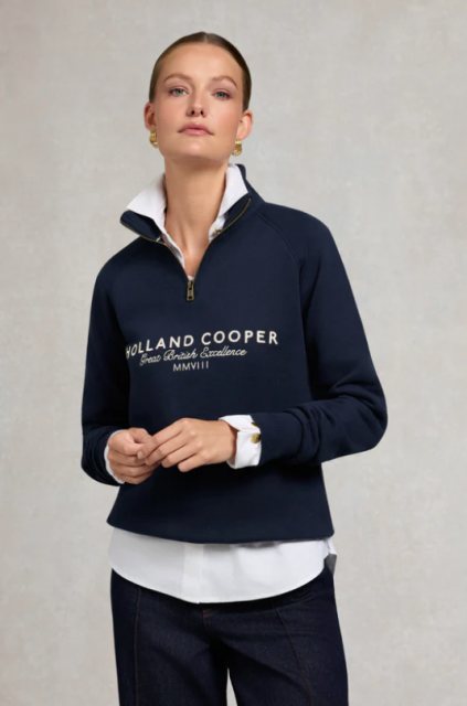 Holland Cooper Holland Cooper Sporting Goods Zip Henley - Ink Navy