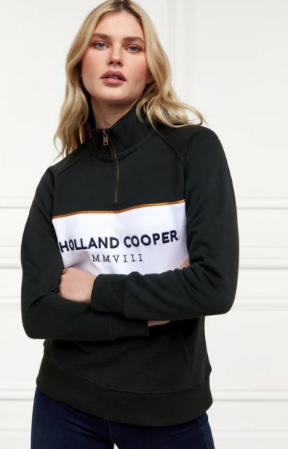 Holland Cooper Holland Cooper Sporting Heritage Zip Henley - Racing Green