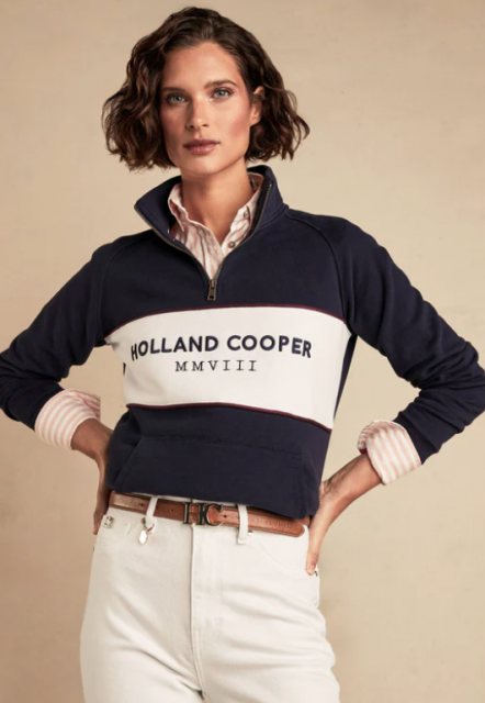 Holland Cooper Holland Cooper Sporting Heritage Zip Henley - Ink Navy