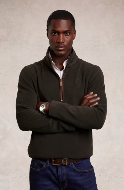 Holland Cooper Holland Cooper Men's Country Fleece 1/4 Zip - Khaki