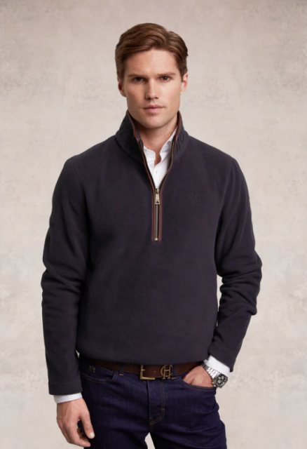 Holland Cooper Holland Cooper Men's Country Fleece 1/4 Zip - Ink Navy