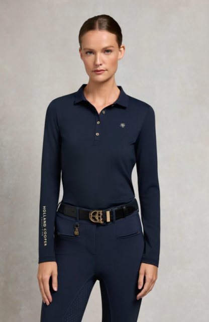 Holland Cooper Holland Cooper Chiltern Long Sleeve Polo Shirt - Ink Navy
