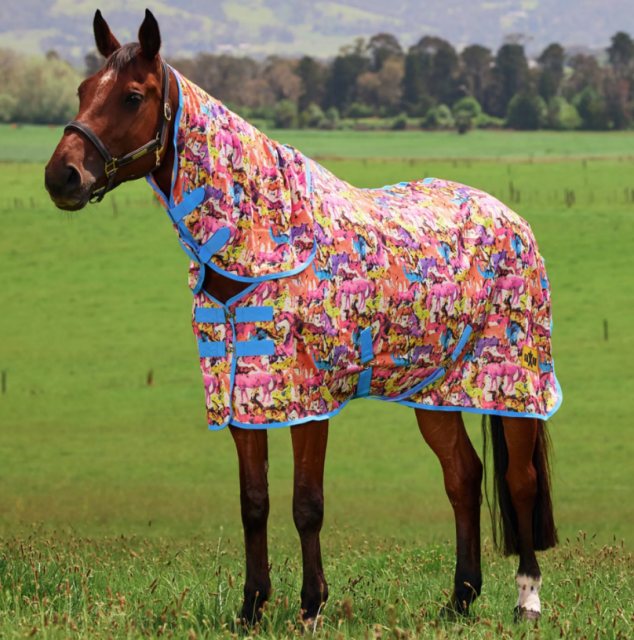 Saxon Saxon Mesh Combo Neck - Technicolour Horses