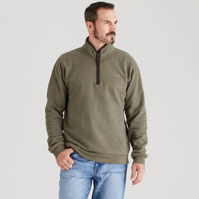 Ridgeline Ridgeline Mens Brancaster 1/4 Zip - Smokey Olive