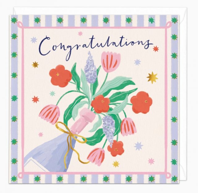 Whistlefish  Whistlefish Floral Champagne Congratulations Card