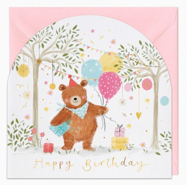 Whistlefish Whistlefish Bear with Balloons Birthday Card