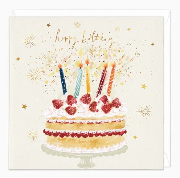 Whistlefish Whistlefish Sparkling Strawberry Cake Birthday Card