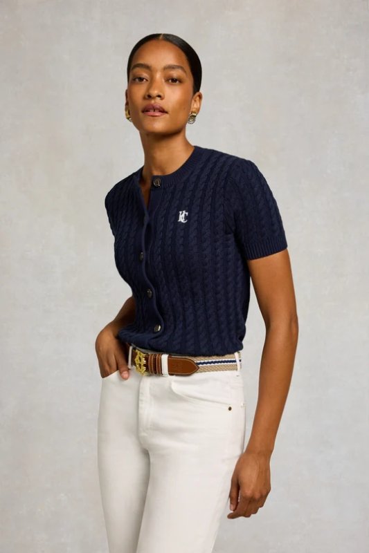 HC00157 ElasticCordBelt Stone Navy Ecru M1 1