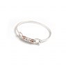 HiHo Silver Sterling Silver & 18ct Rose Gold Plated Cherry Roller Snaffle Bangle with Single Clear C